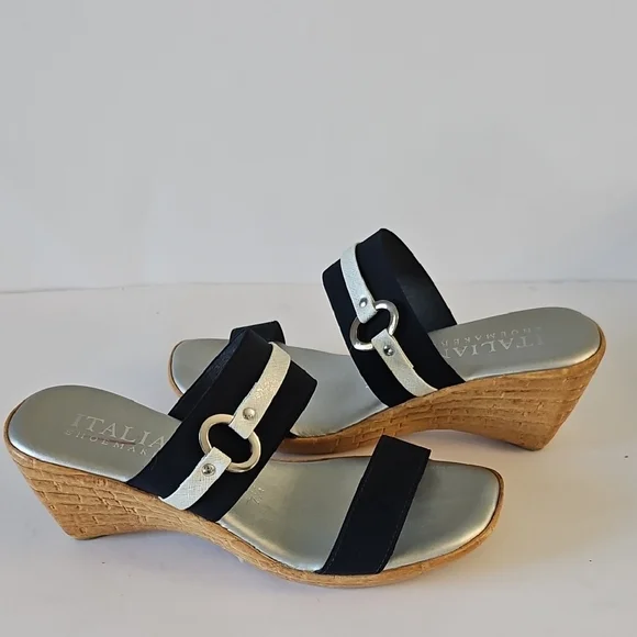 Italian Shoemakers Black and Silver Sandals with Minimalist Design - Picture 4 of 8